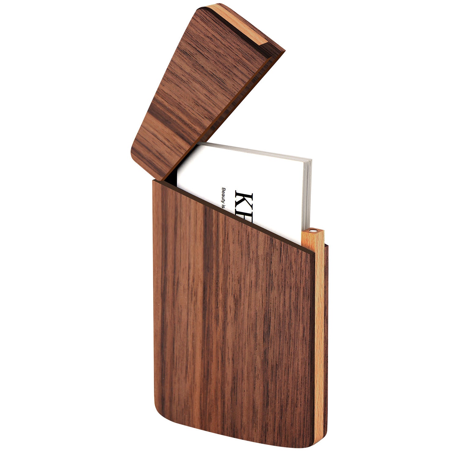 Portable Black Walnut Portable Business Card Case