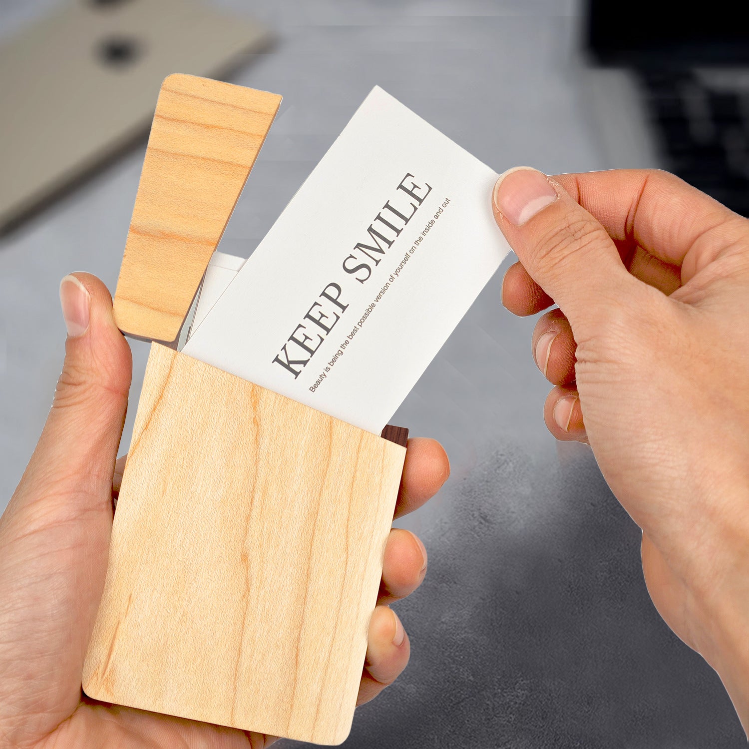 Portable Black Walnut Portable Business Card Case