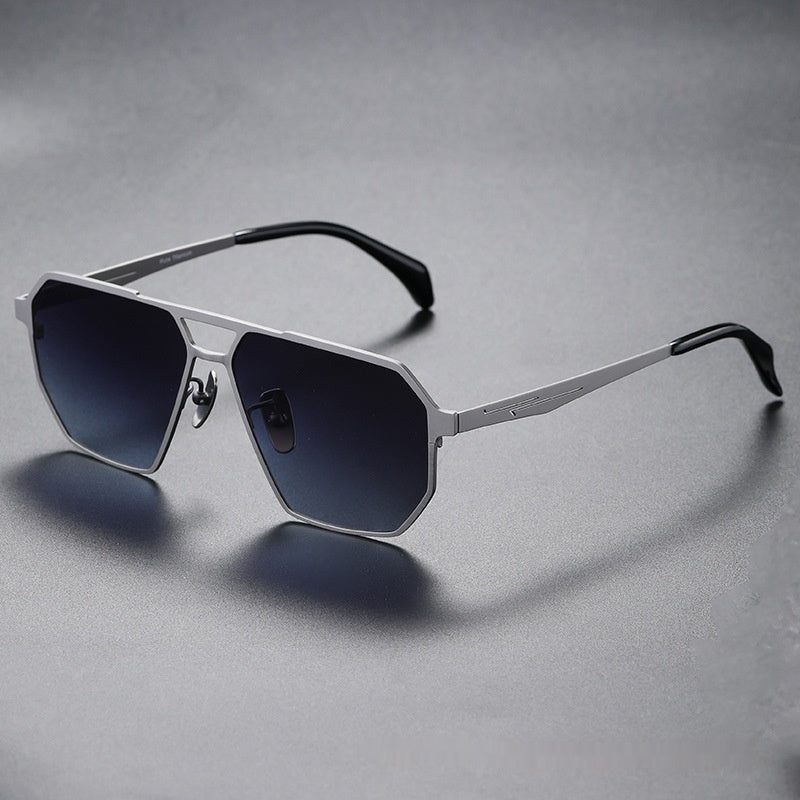 Pure Titanium Polarized Driving Polygon UV-proof Sunglasses