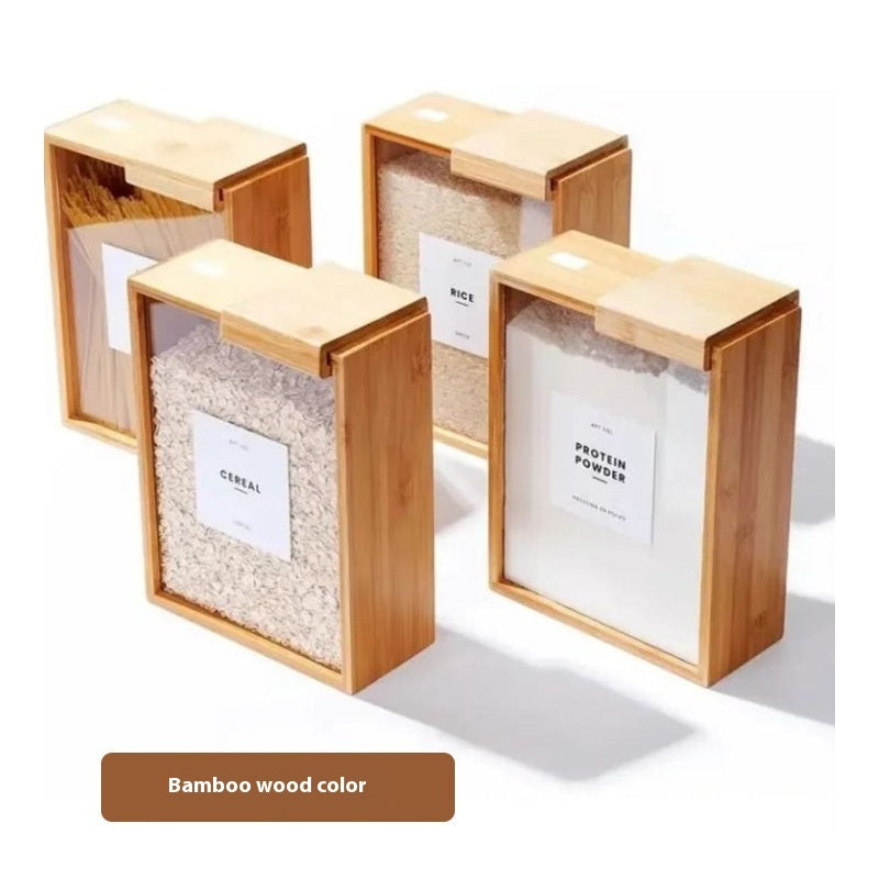 Household Bamboo Sliding Cover Grain Storage Box