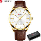 CURREN Quartz Watches for Men Leather Strap