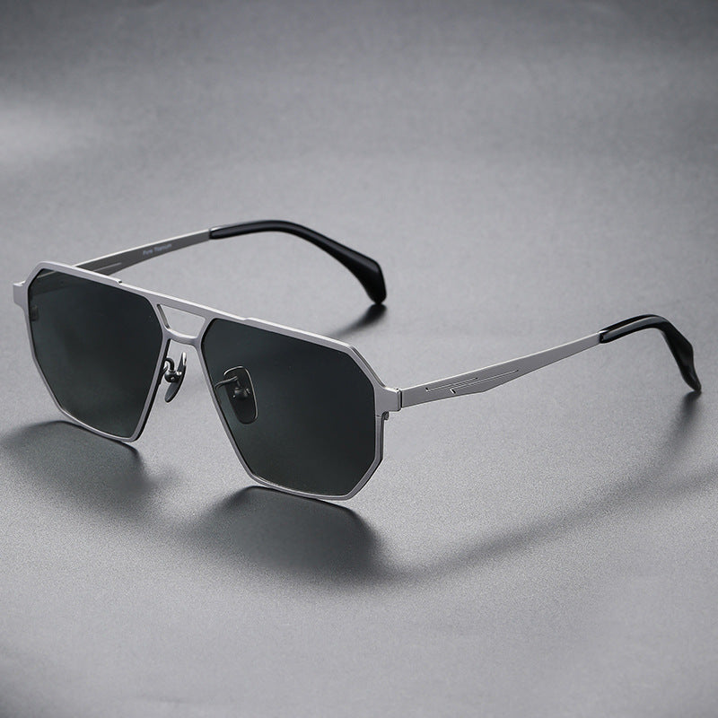Pure Titanium Polarized Driving Polygon UV-proof Sunglasses