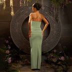 Summer Sexy Package Hip Maxi Dress Sexy Tube Top Solid Color Pleated Dress