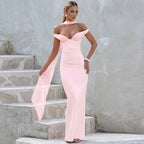 Women Clothing Summer Sexy Solid Color Ribbon Dress Women