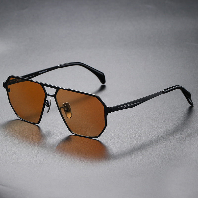 Pure Titanium Polarized Driving Polygon UV-proof Sunglasses