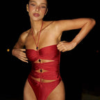 Solid Color Nylon One Piece Swimsuit Women Sexy Diamond Tight Swimsuit